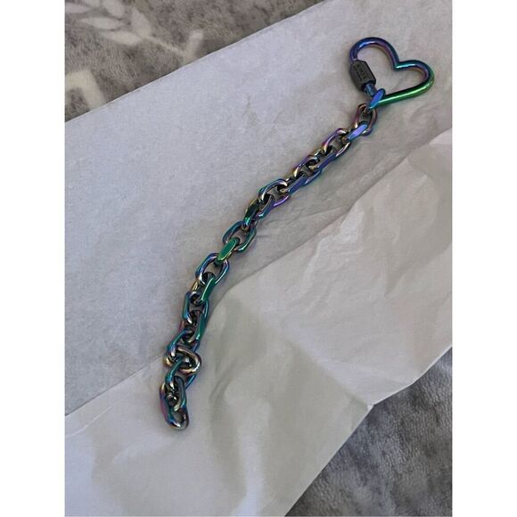 Aimee kestenberg iridescent its a love thing heart carabiner bracelet chain - Picture 2 of 5